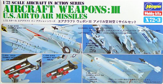 Hasegawa 1/72 US Aircraft Weapons Set III Air To Air Missiles X72-3