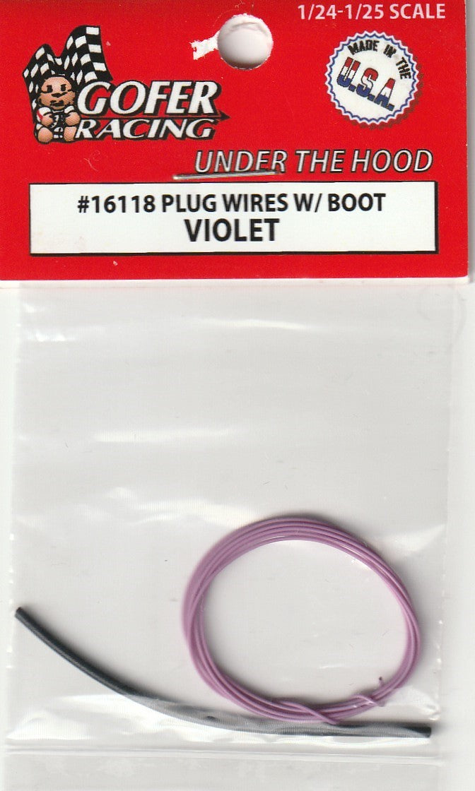 Gofer Racing 1/25 Plug Wires W/ Boot Purple 16118