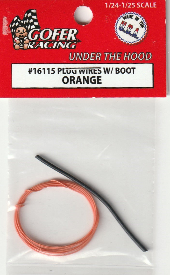 Gofer Racing 1/25 Plug Wires W/ Boot Orange 16115