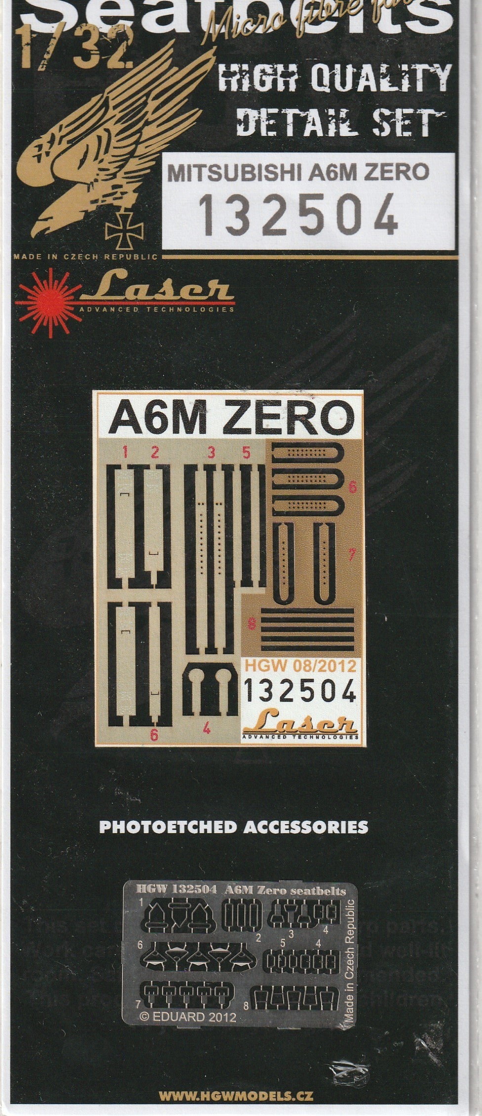 HGW 1/32 Japanese A6M Zero Microplastic Foil/Photoetch Seatbelts