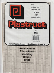 Plastruct 91624 Styrene 1/24 G Concrete Block 12"x 7" (2)