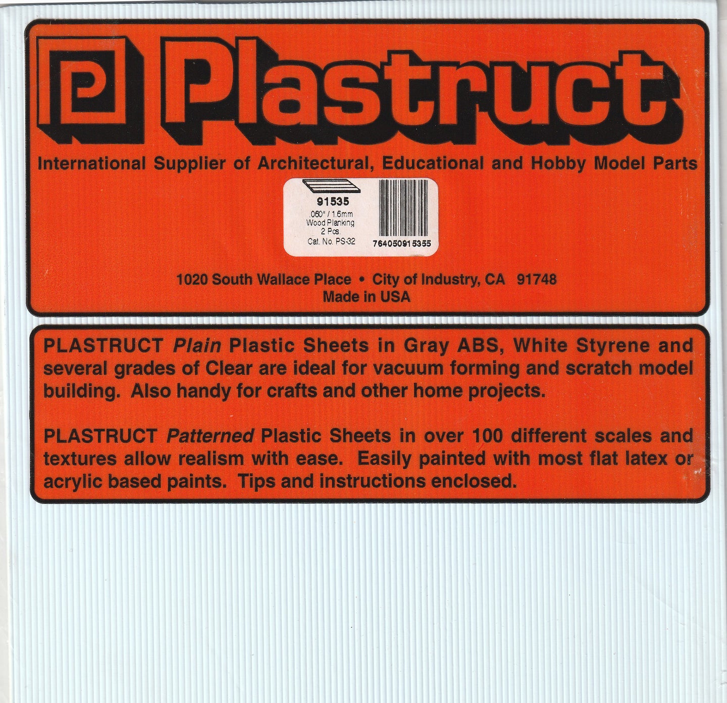 Plastruct 91535 Styrene Wood Planking 0.060