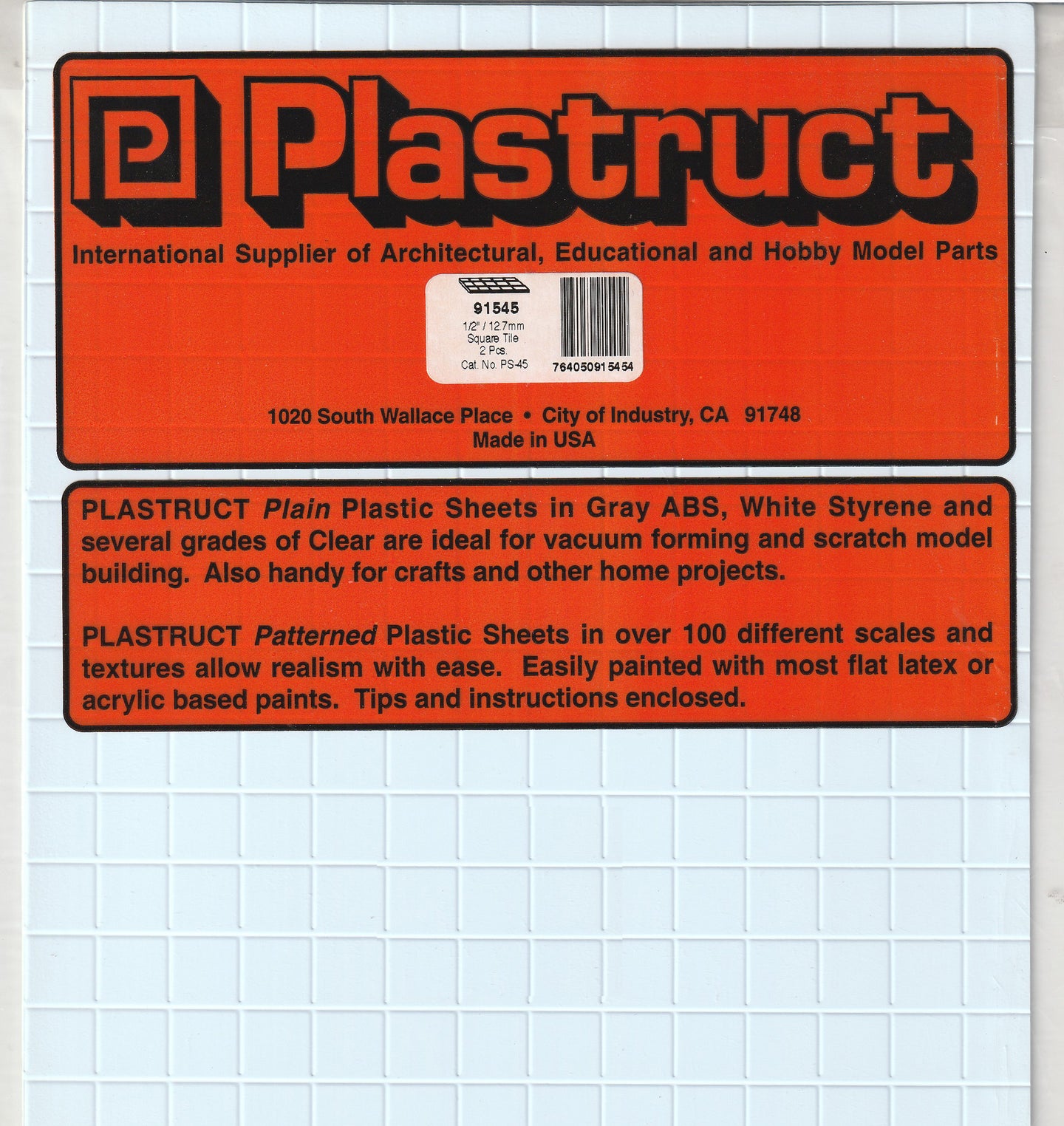 Plastruct 91545 Styrene 1/2