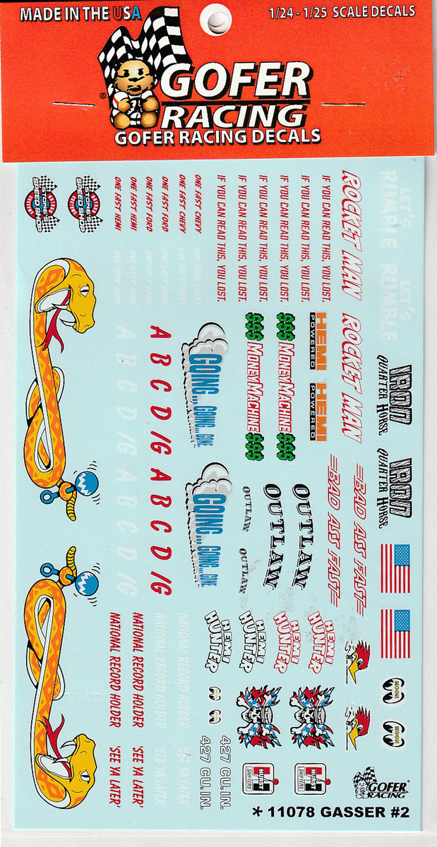 Gofer Racing 1/24 Racing Waterslide Decals New Gasser Logos #2 11078 ...