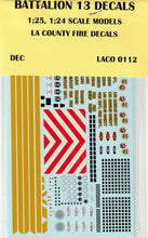 Load image into Gallery viewer, Battalion 13 1/24 Decals LA County Fire Dept. LACO0112