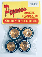 Load image into Gallery viewer, Pegasus 1/24 Rim &amp; Tire Set 1015 Gold McC's w/ Whitewalls (4)