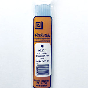 Plastruct 90252 Acrylic Fluorescent Blue Rod 3/32"(2.4mm) x 10" (8)