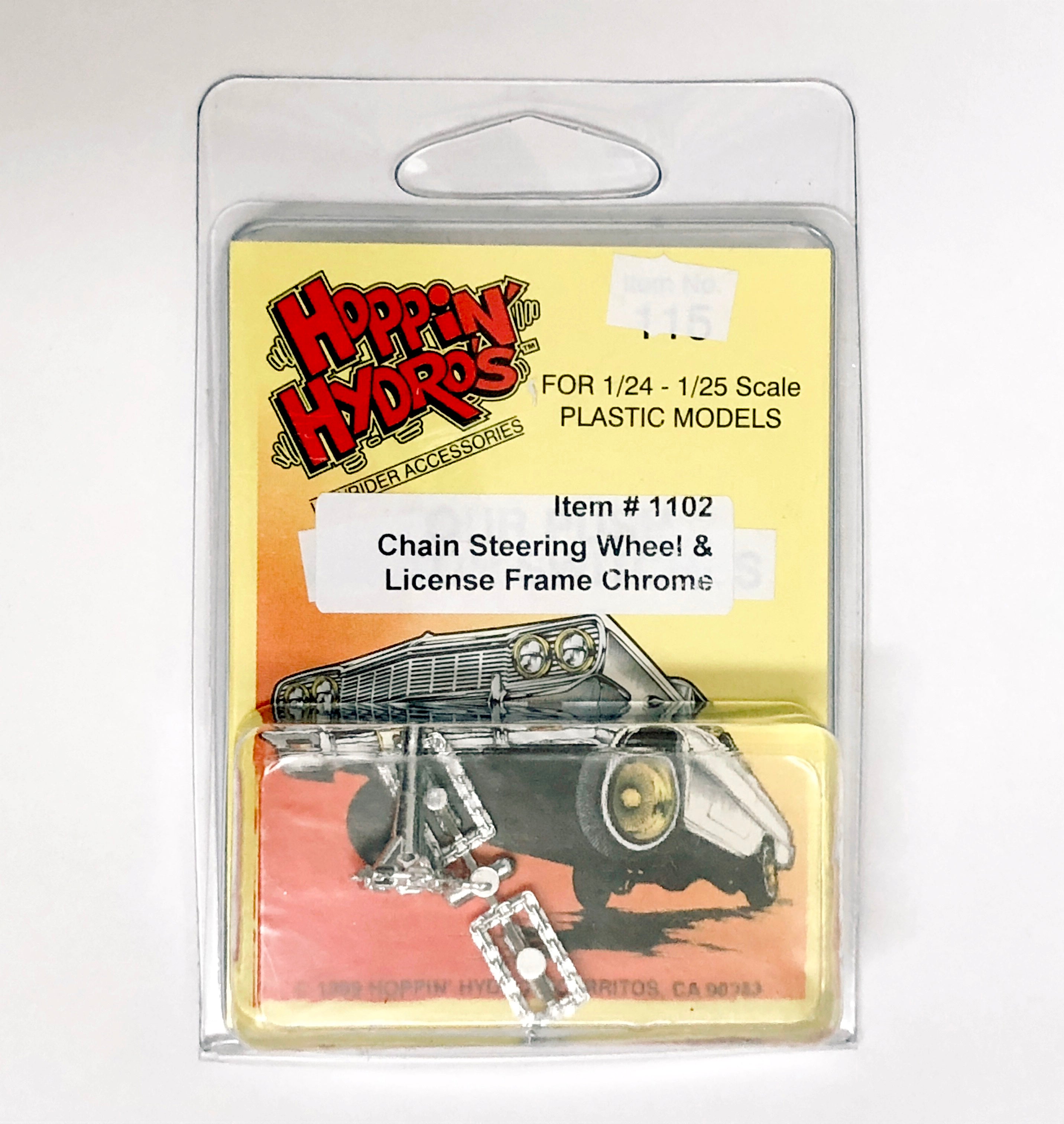 Hoppin Hydros 1/24 1/25 Chrome Chain Steering Wheel & Lic. Plate