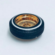 Load image into Gallery viewer, Pegasus 1/24 Rim &amp; Tire Set 1310 "D" Style Gold Rims w/ Whitewall Tires (4)