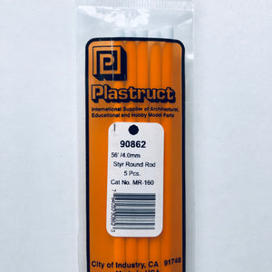 Plastruct 90862 Styrene Round Rod 5/32"x 10" (5)