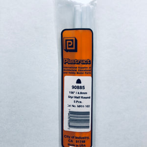 Plastruct 90885 Styrene Half Round Rod 5/32"x 10" (5)