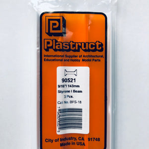 Plastruct 90521 Styrene I Beam 9/16"x 15" (3)