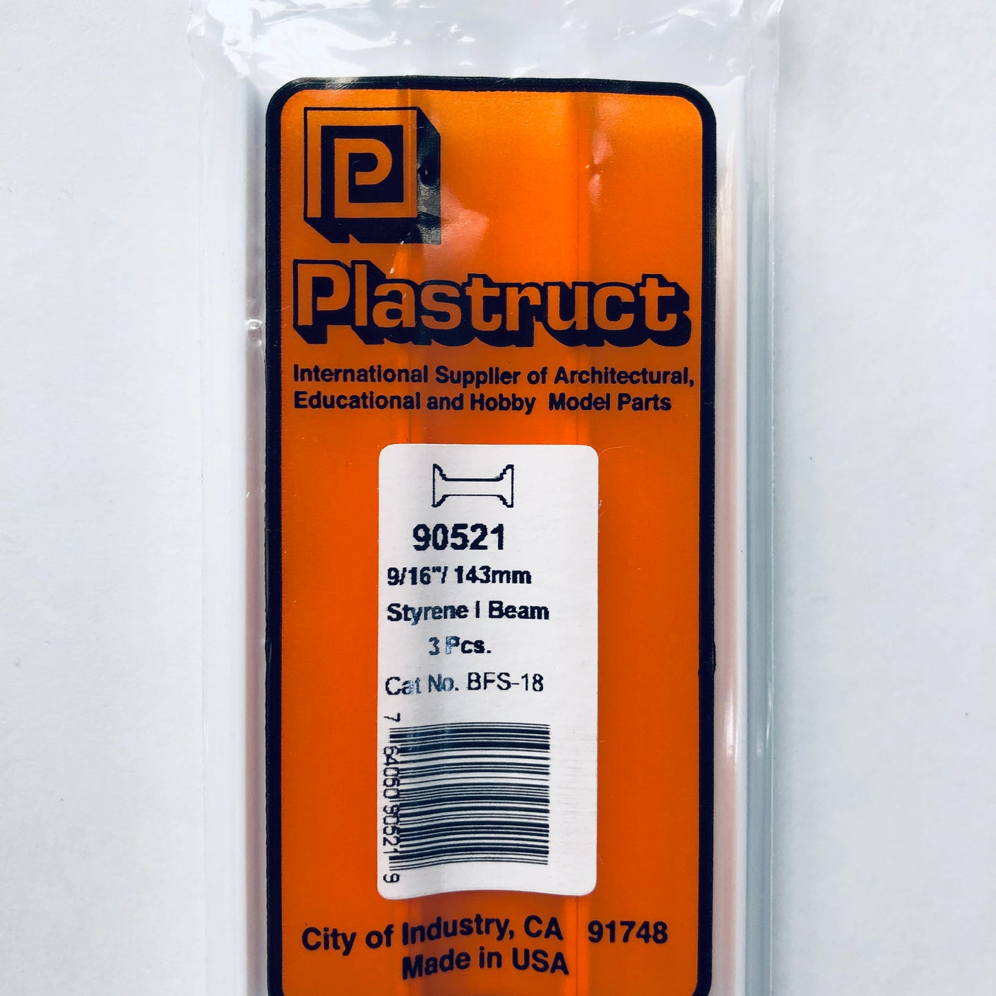 Plastruct 90521 Styrene I Beam 9/16