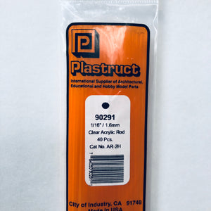 Plastruct 90291 Acrylic Clear Rod 1/16"(1.6mm) x 9" (40)