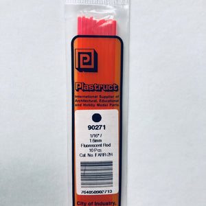 Plastruct 90271 Acrylic Fluorescent Red Rod 1/16" (1.6 mm) x 10" (10)
