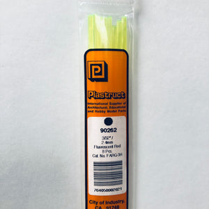 Plastruct 90262 Acrylic Fluorescent Green Rod 3/32"(2.4mm) x 10" (8)