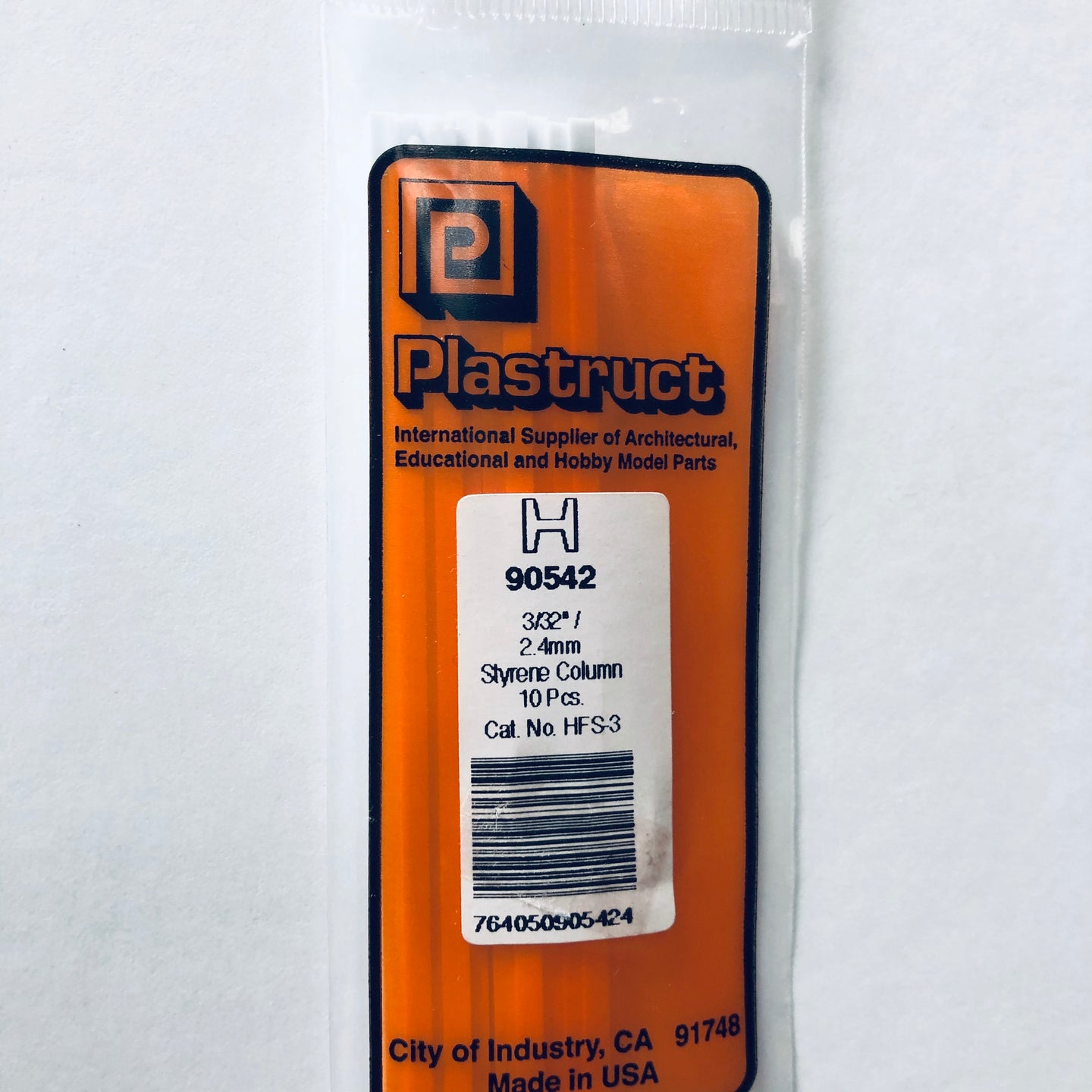 Plastruct 90542 Styrene H Column 3/32