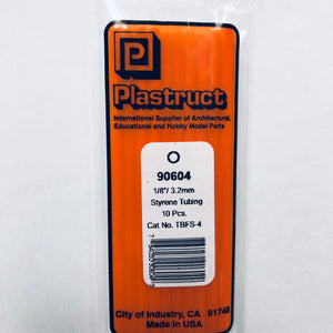 Plastruct 90604 Styrene Tube 1/8"x 15" (10)