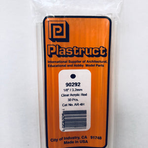 Plastruct 90292 Acrylic Clear Rod 1/8"(3.1mm) x 9" (30)