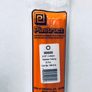 Plastruct 90605 Styrene Tube 3/16"x 15" (8)
