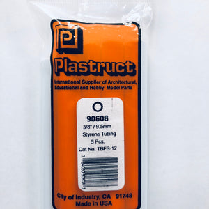 Plastruct 90608 Styrene Tube 3/8"x 15"  (5)
