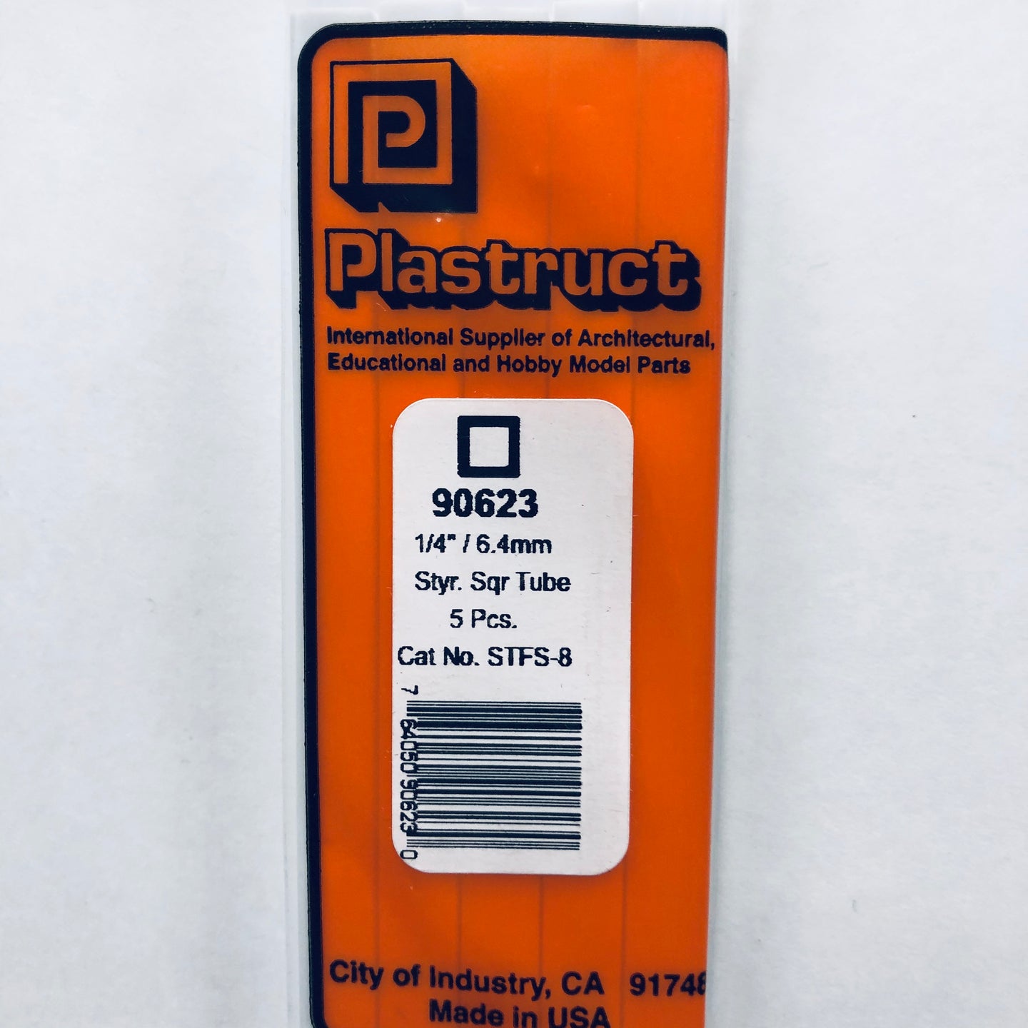 Plastruct 90623 Styrene Square Tube 1/4
