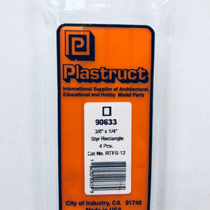 Plastruct 90633 Styrene Rectangle Tube 3/8"x 1/4"x 15" (5)