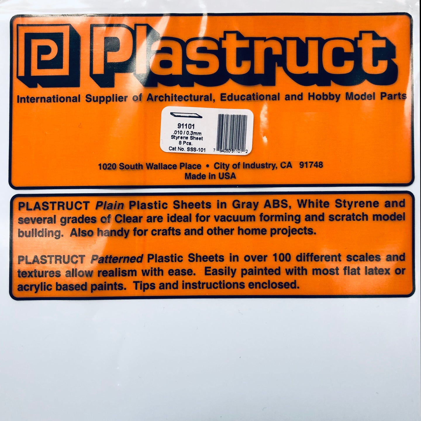 Plastruct 91101 Styrene White Sheet 0.010