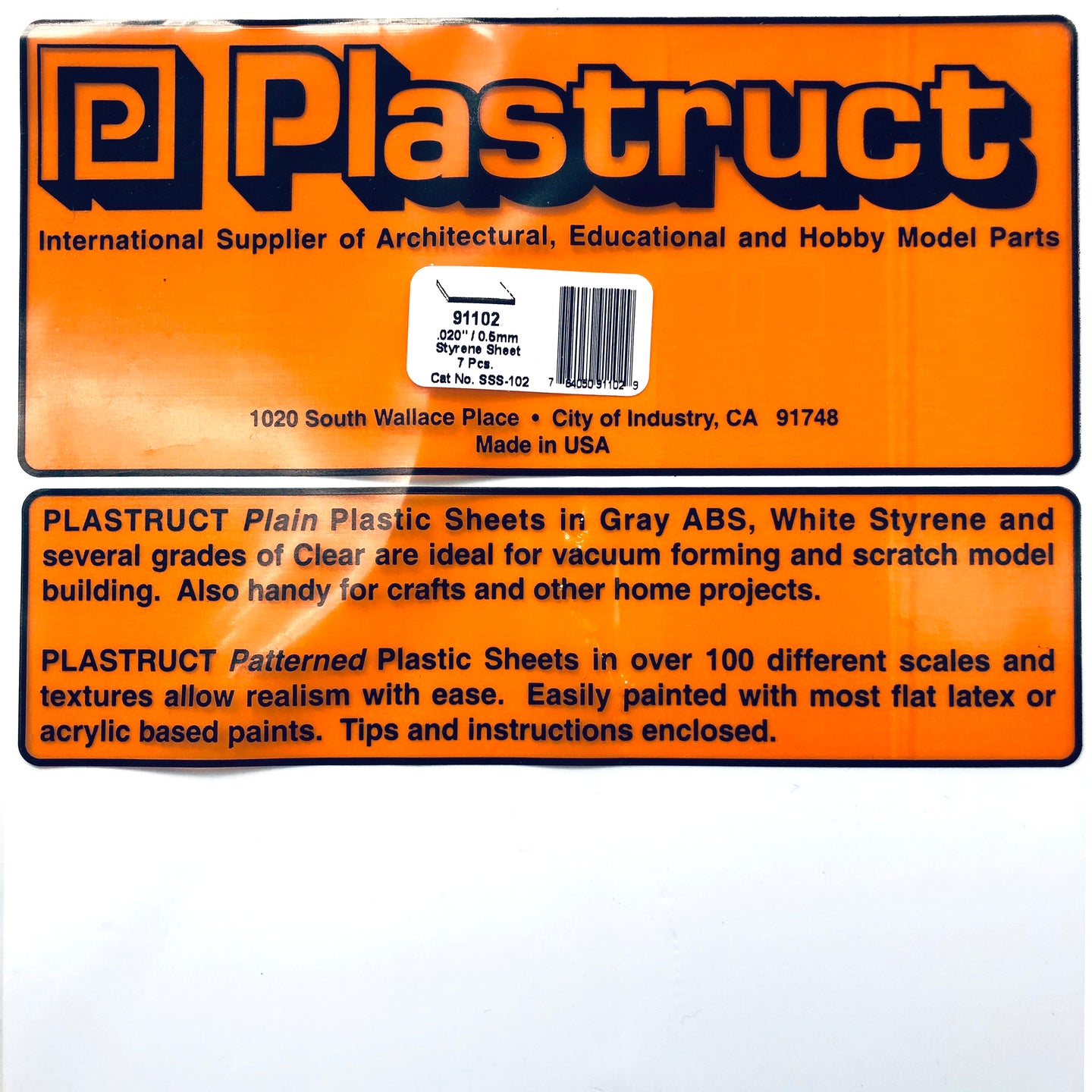 Plastruct 91102 Styrene White Sheet 0.020