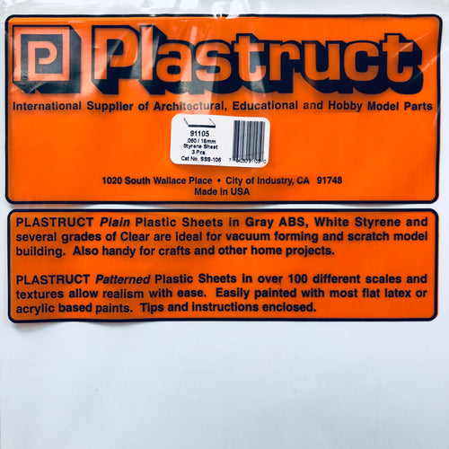Plastruct 91105 Styrene White Sheet 0.060