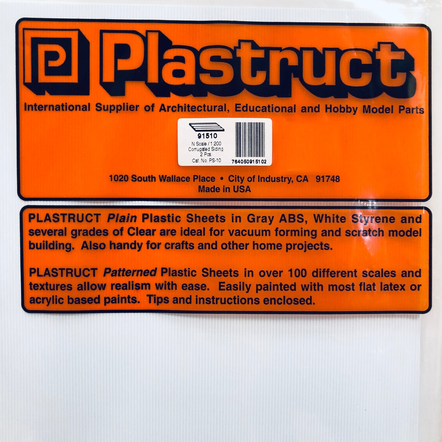 Plastruct 91510 Styrene 1/200 N Corrugated Siding 12