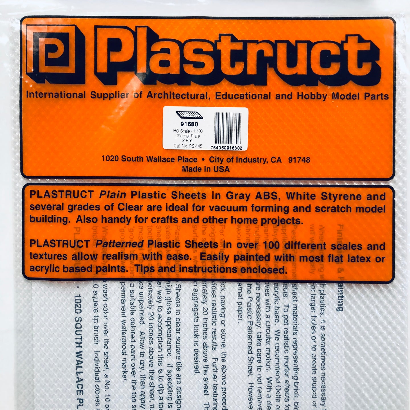 Plastruct 91680 Styrene HO Checker Plate Clear 12