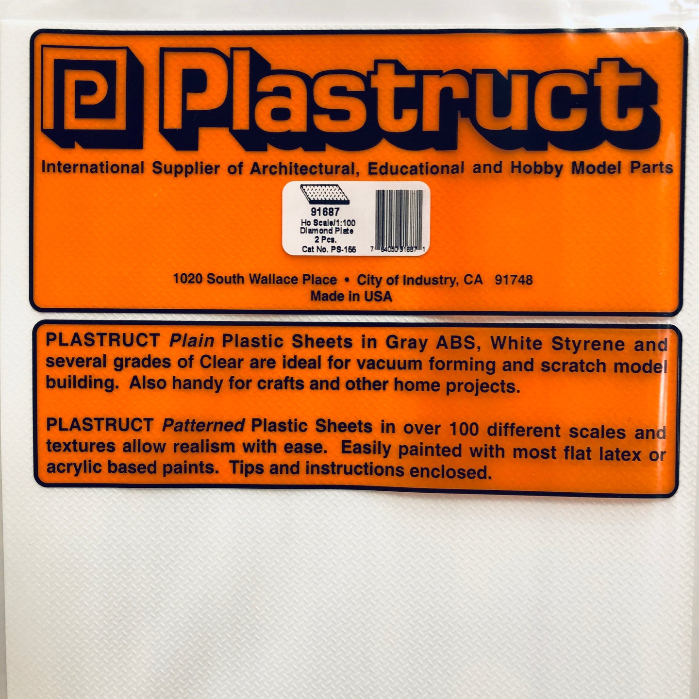 Plastruct 91687 Styrene HO Scale Diamond Plate 12