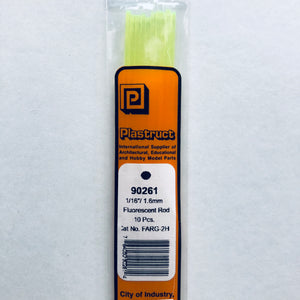 Plastruct 90261 Acrylic Fluorescent Green Rod 1/16"(1.6mm) x 10"  (10)