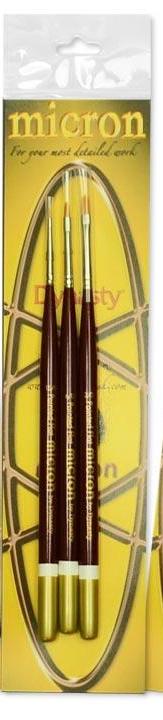 Dynasty Micron Paint Brush Paint Brush Set #2  2/0 - 6/0 - 15/0 Pointed Flats 26676