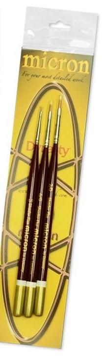 Dynasty Micron Paint Brush Paint Brush Set #3  2/0 - 6/0 - 15/0 Shader Flats 26677