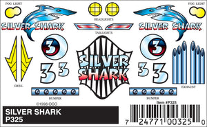 Pinecar P325 Pinewood Derby Silver Shark Stick-On Decals