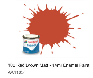 Humbrol Enamel 14ml (100) Red Brown AA1105