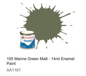 Humbrol Enamel 14ml (105) Marine Green Matt AA1167