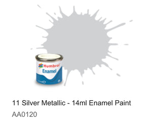 Humbrol Enamel 14ml ( 11) Silver Metallic AA0120