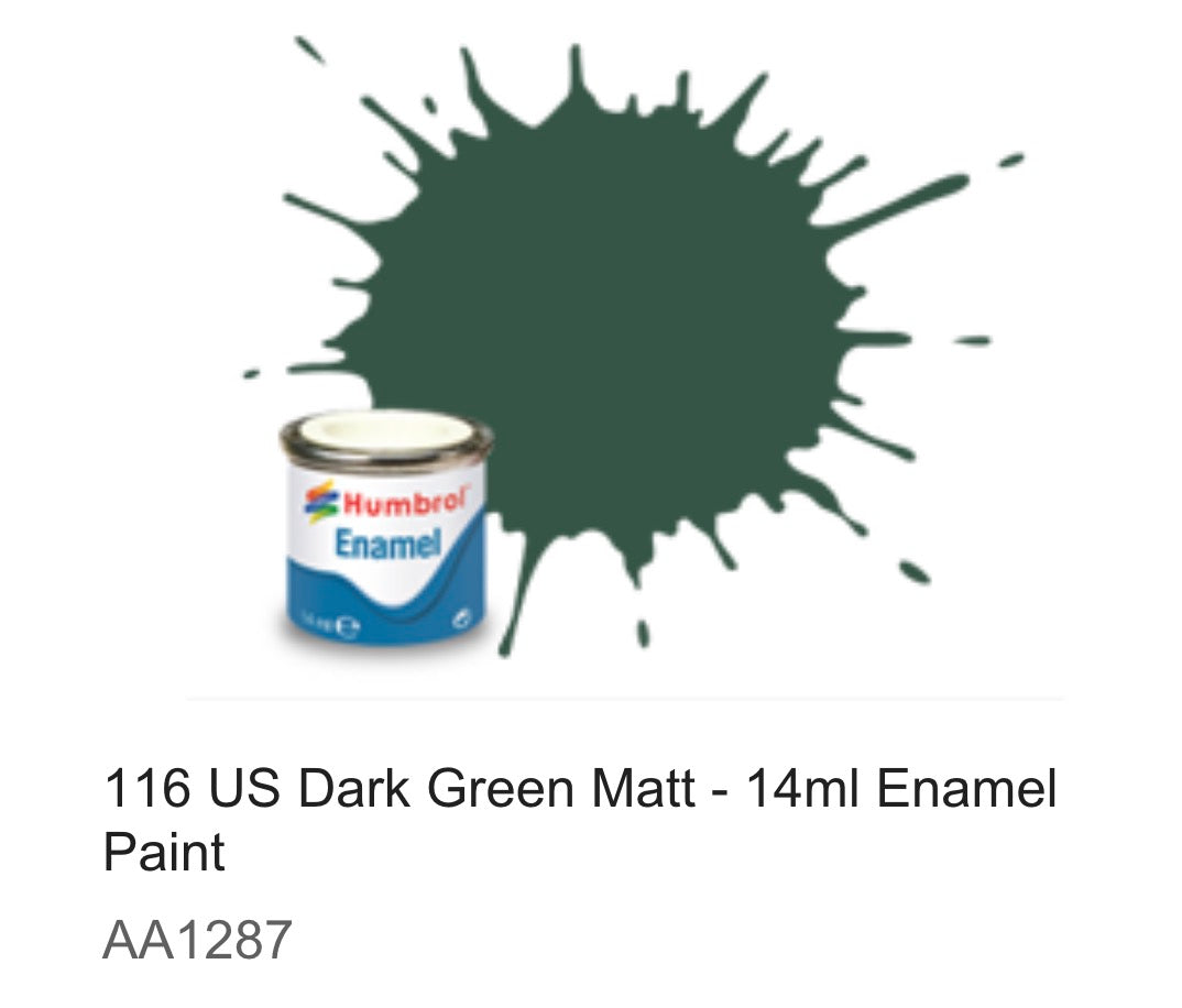 Humbrol Enamel 14ml (116)  US Dark Green Matt AA1287