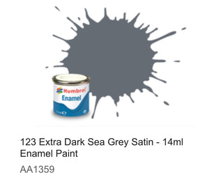 Humbrol Enamel 14ml (123) Extra Dark Sea Grey Satin AA1359