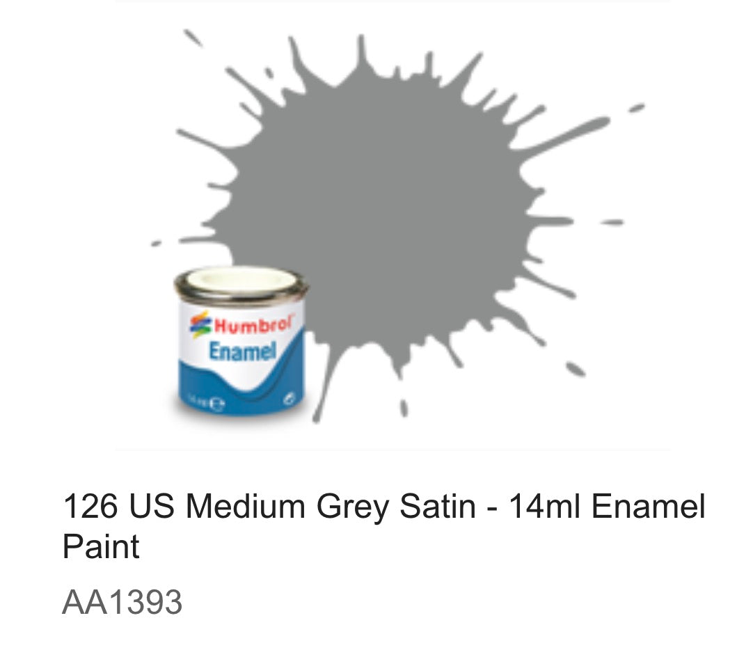 Humbrol Enamel 14ml (126) US Med Grey Satin AA1393
