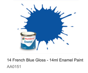 Humbrol Enamel 14ml ( 14) French Blue Gloss AA0151