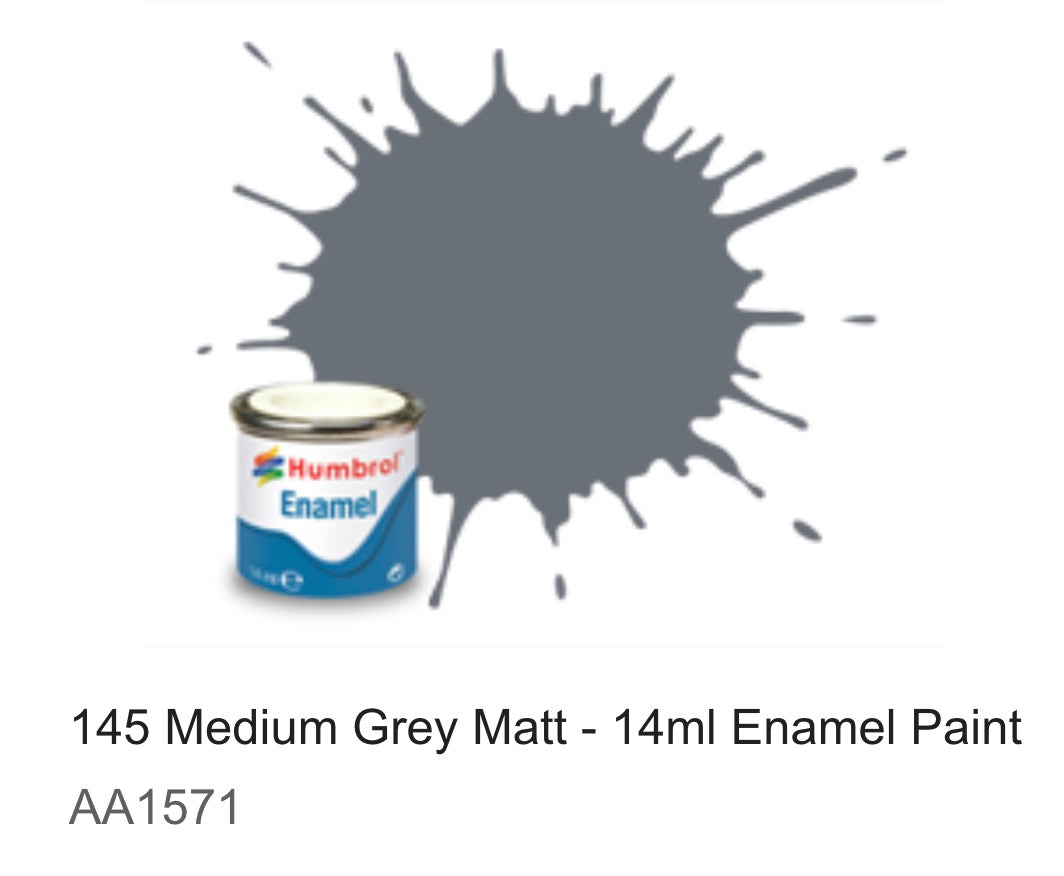 Humbrol Enamel 14ml (145) Medium Grey Matt AA1571