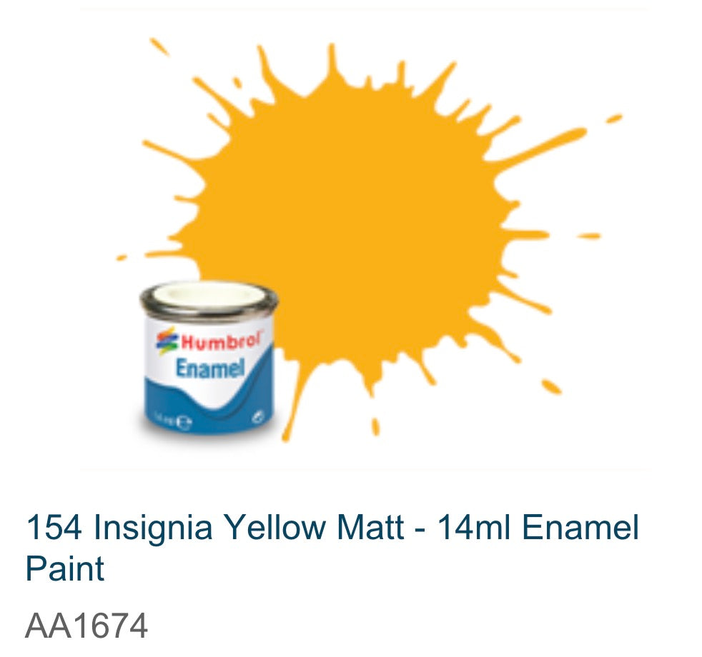 Humbrol Enamel 14ml (154) Insignia Yellow Matt AA1674