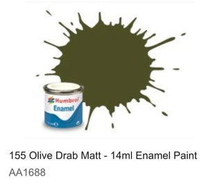 Humbrol Enamel 14ml (155) Olive Drab Matt AA1688