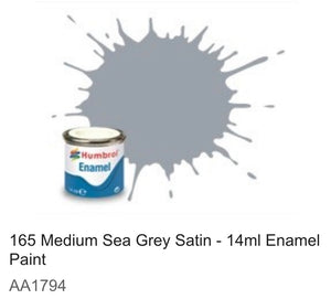 Humbrol Enamel 14ml (165) Medium Sea Grey Satin AA1794