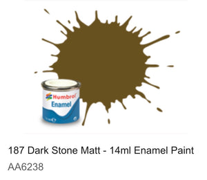 Humbrol Enamel 14ml (187) Dark Stone Matt AA6238 DISC