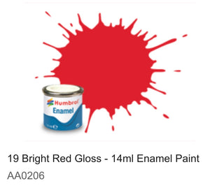 Humbrol Enamel 14ml ( 19) Bright Red Gloss AA0206
